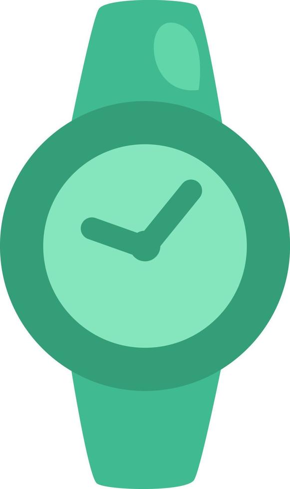 Green hand watch, illustration, vector on a white background.