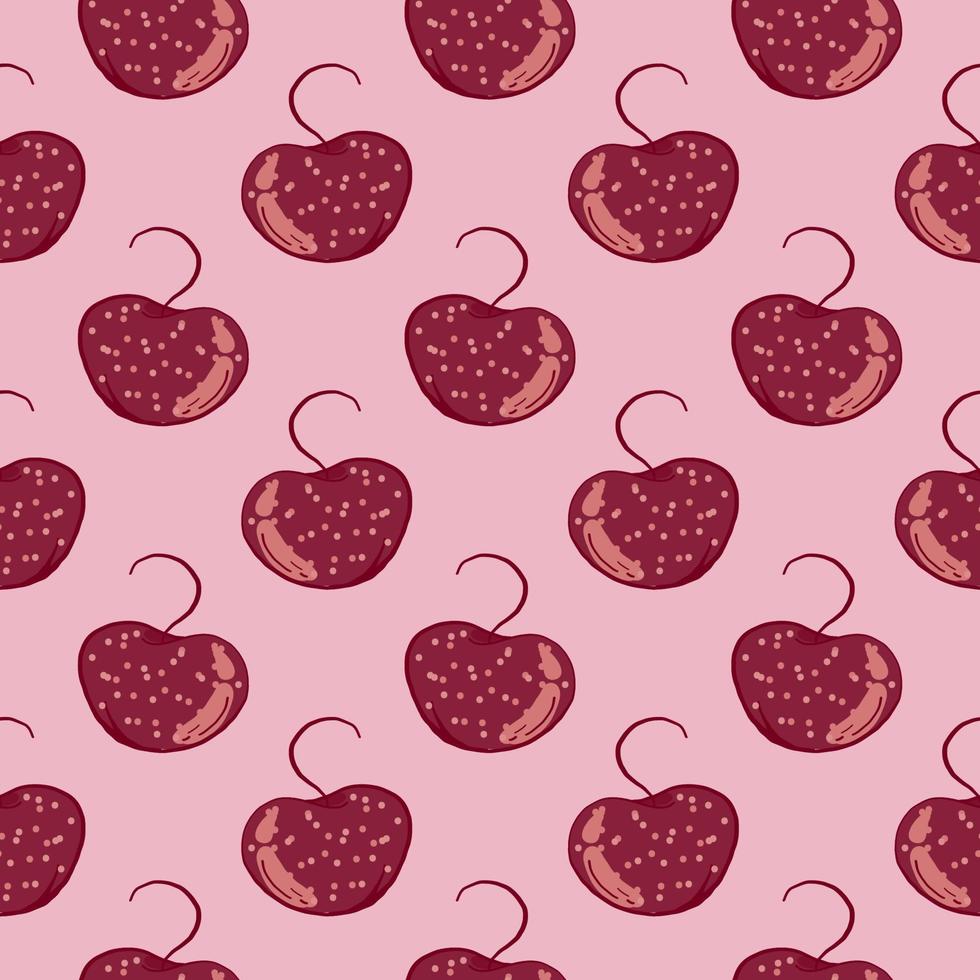 preciosa cereza, patrón sin costuras sobre un fondo rosa. vector