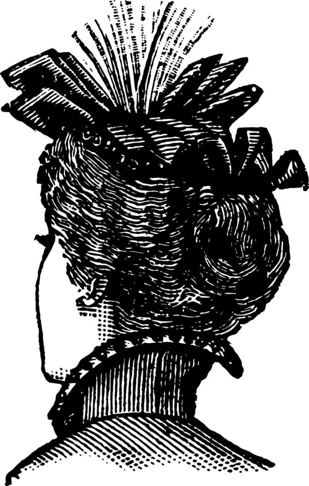 sombrero decorativo atado con cinta, grabado antiguo. vector
