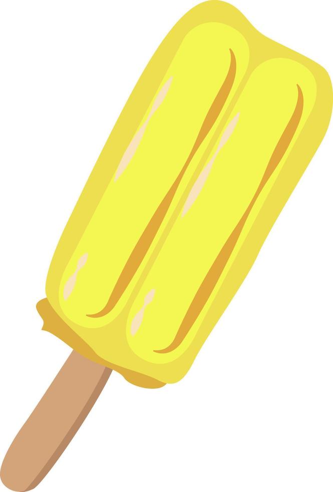 Yellow ice cream, illustration, vector on white background.