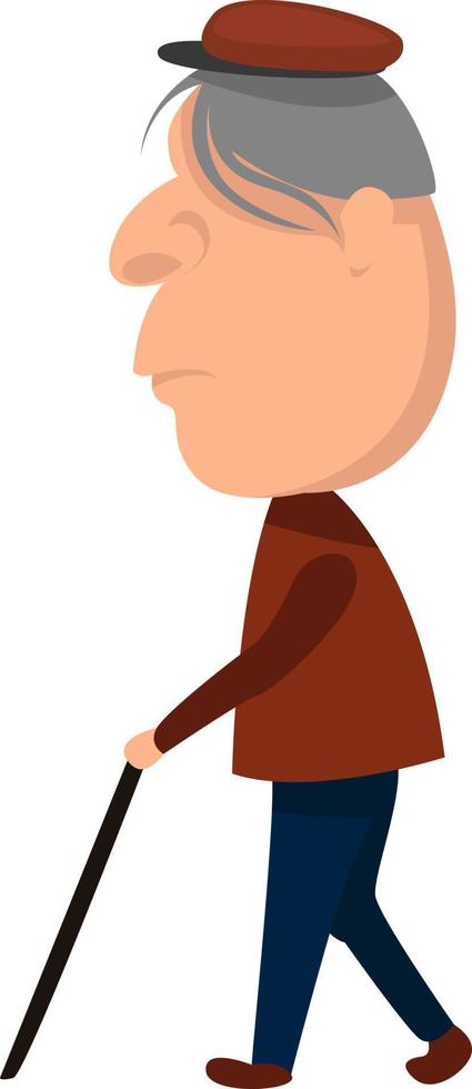 Blind old man , illustration, vector on white background