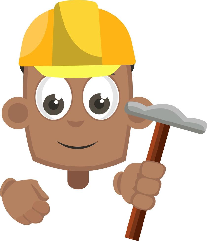 Boy with hammer, illustration, vector on white background.