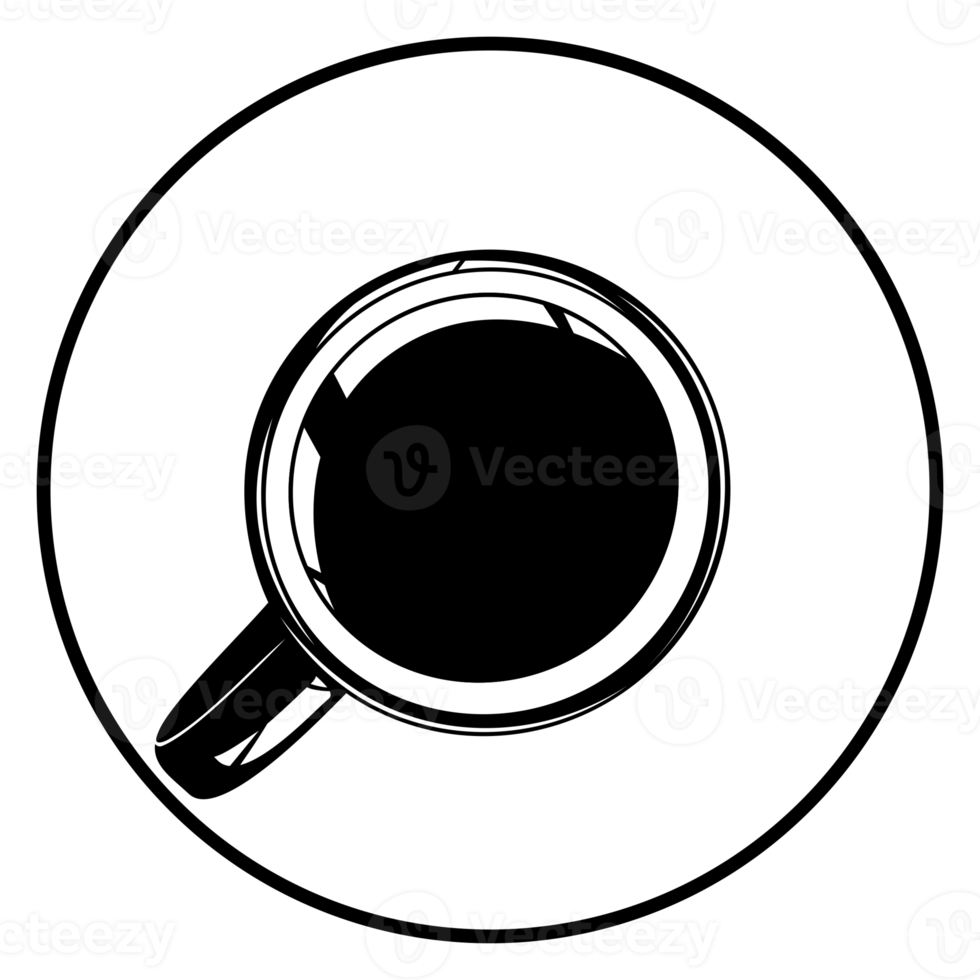 Coffee Cup Silhouette. Top View. Coffee Cup Illustration for Logo or Graphic Design Element. Format PNG