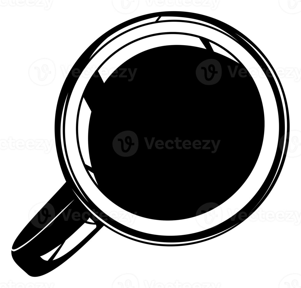 Coffee Cup Silhouette. Top View. Coffee Cup Illustration for Logo or Graphic Design Element. Format PNG