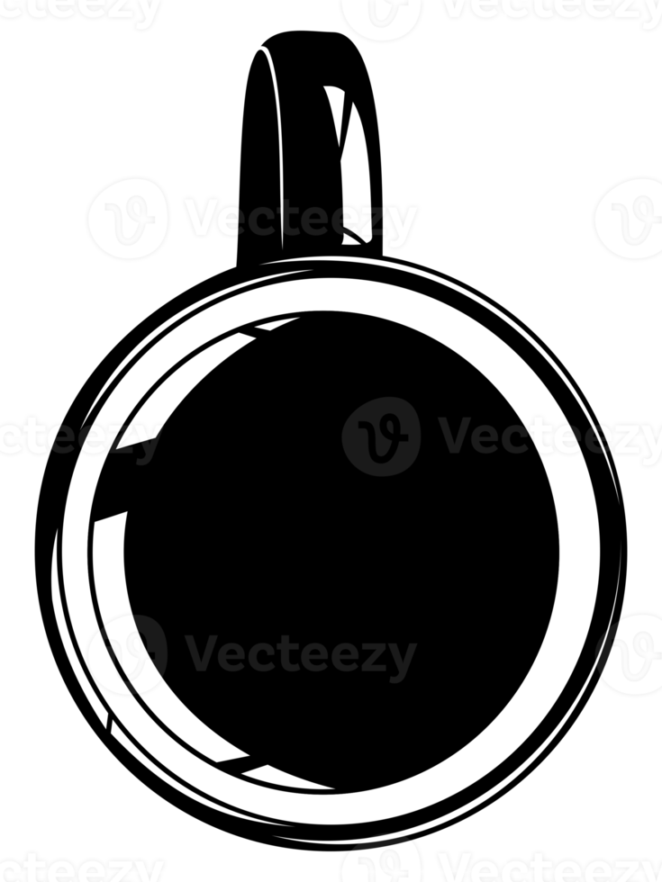 Coffee Cup Silhouette. Top View. Coffee Cup Illustration for Logo or Graphic Design Element. Format PNG