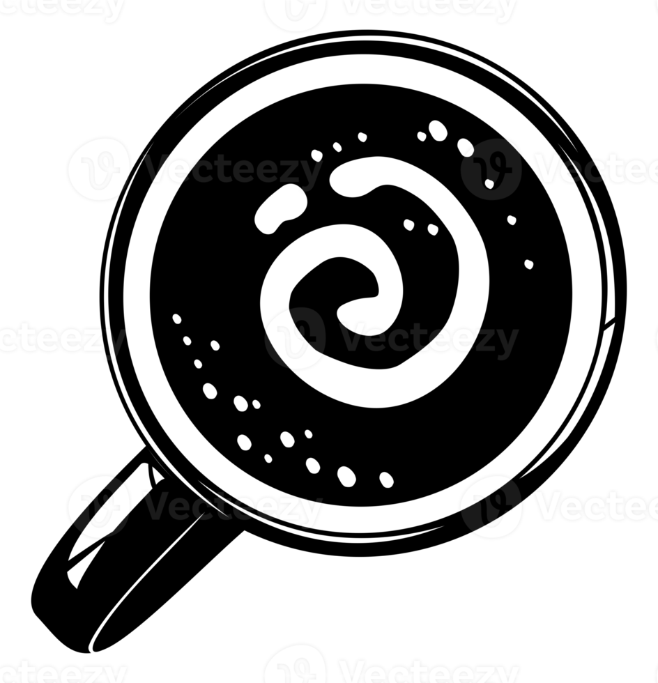 Coffee Cup Silhouette. Top View. Coffee Cup Illustration for Logo or Graphic Design Element. Format PNG