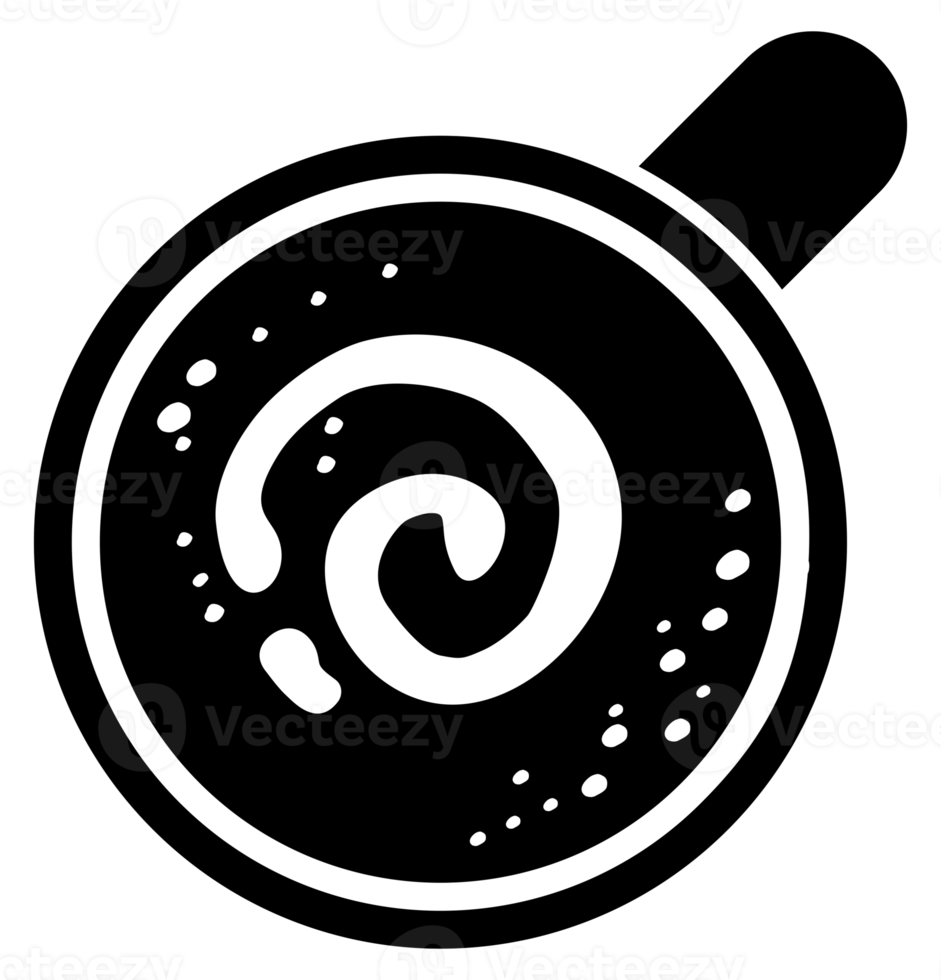 Coffee Cup Silhouette. Top View. Coffee Cup Illustration for Logo or Graphic Design Element. Format PNG