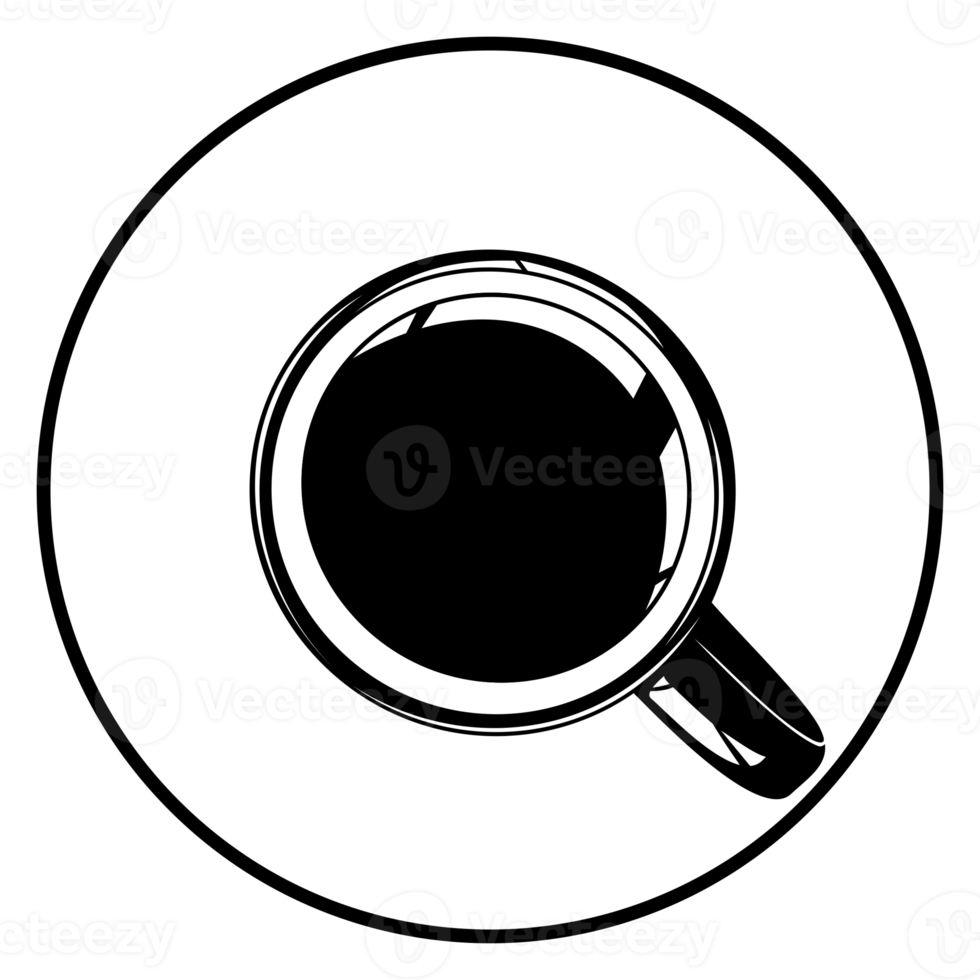 Coffee Cup Silhouette. Top View. Coffee Cup Illustration for Logo or Graphic Design Element. Format PNG