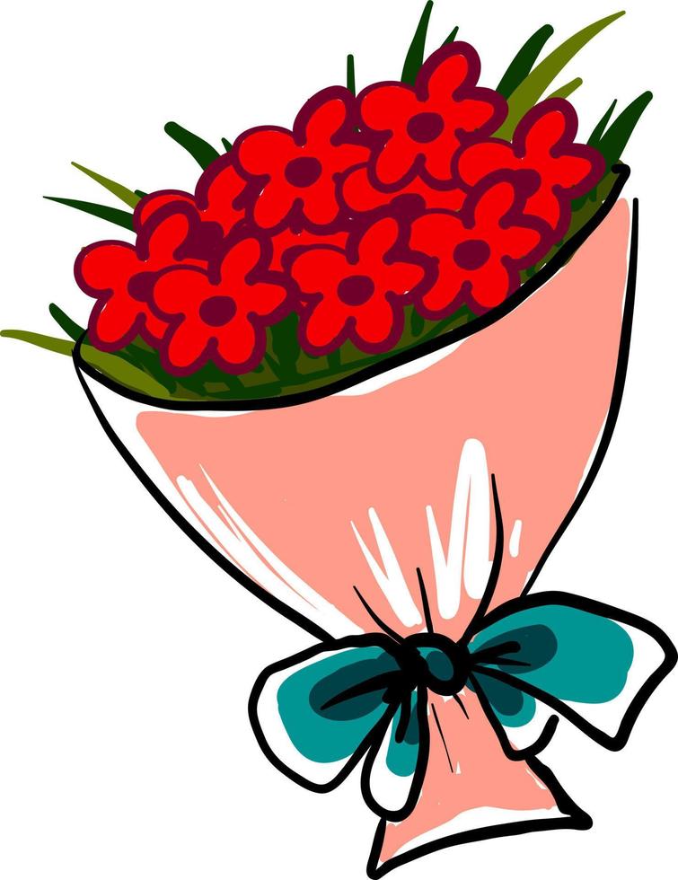 Flowers bouquet, illustration, vector on white background.