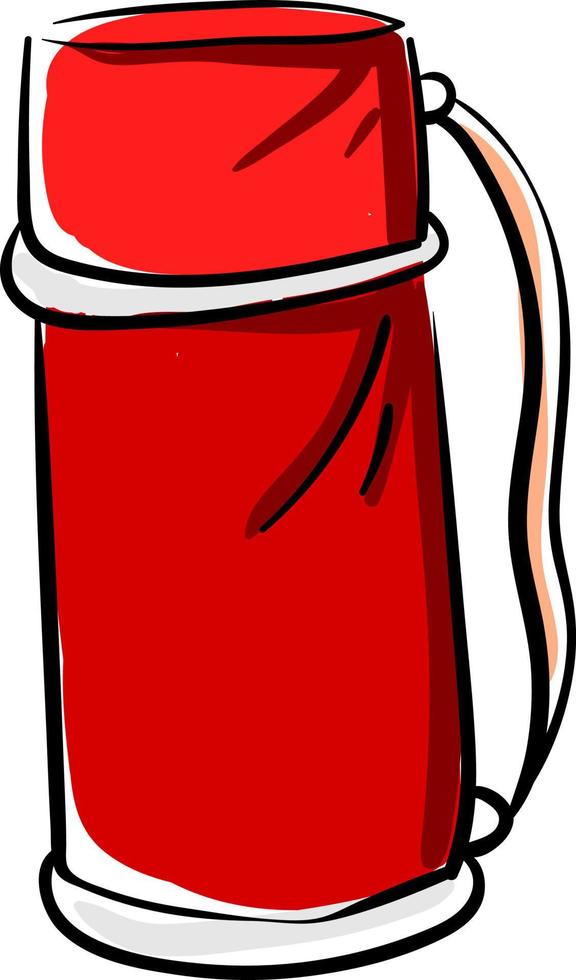 Red thermos, illustration, vector on white background.