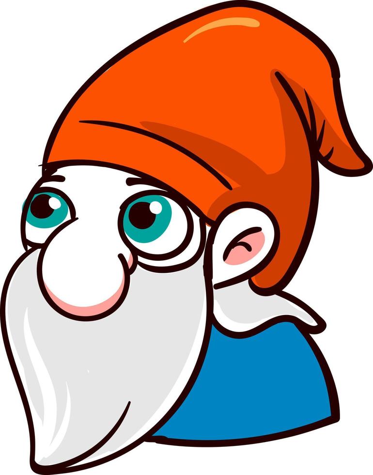 Gnome with red hat, illustration, vector on white background