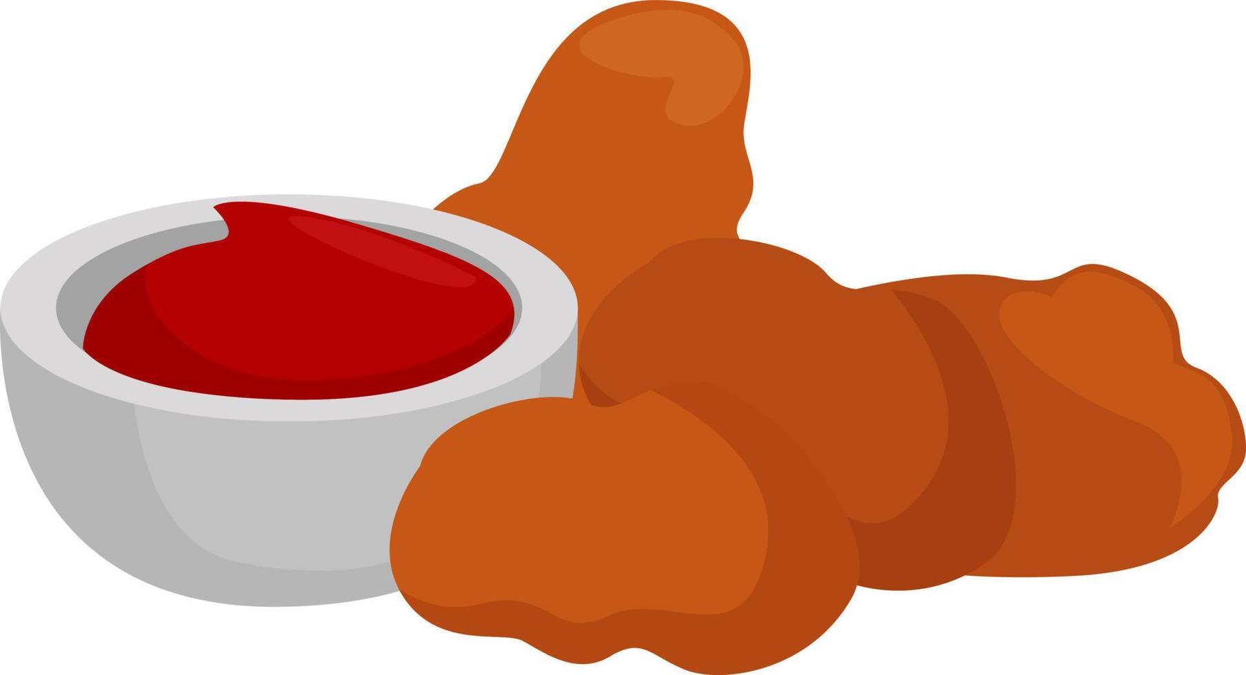 Chicken nuggets, illustration, vector on a white background.