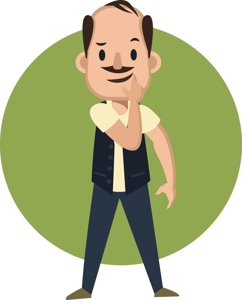 Curious man, illustration, vector on white background.