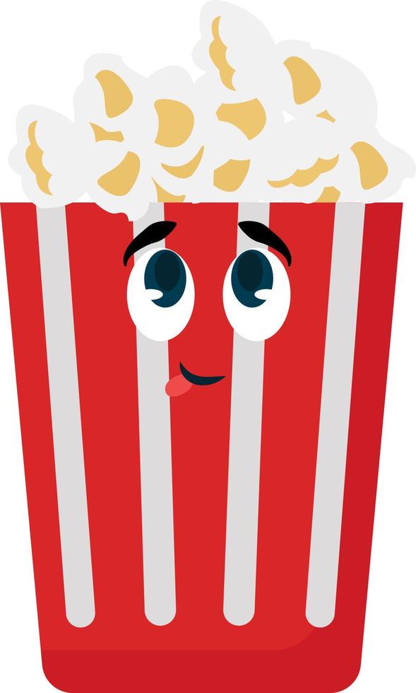 Happy popcorn, illustration, vector on white background.
