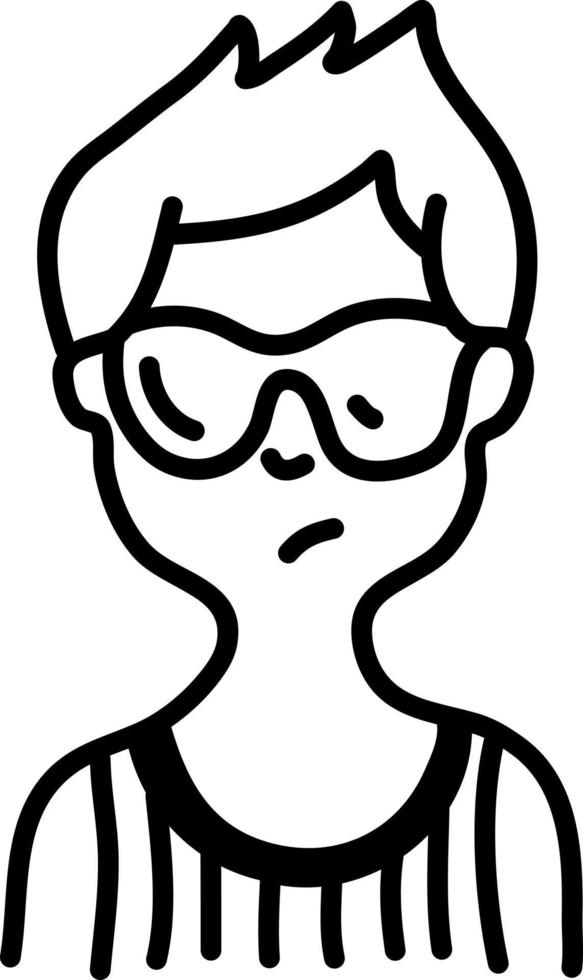 Boy at the beach with sunglasses, illustration, vector on a white background