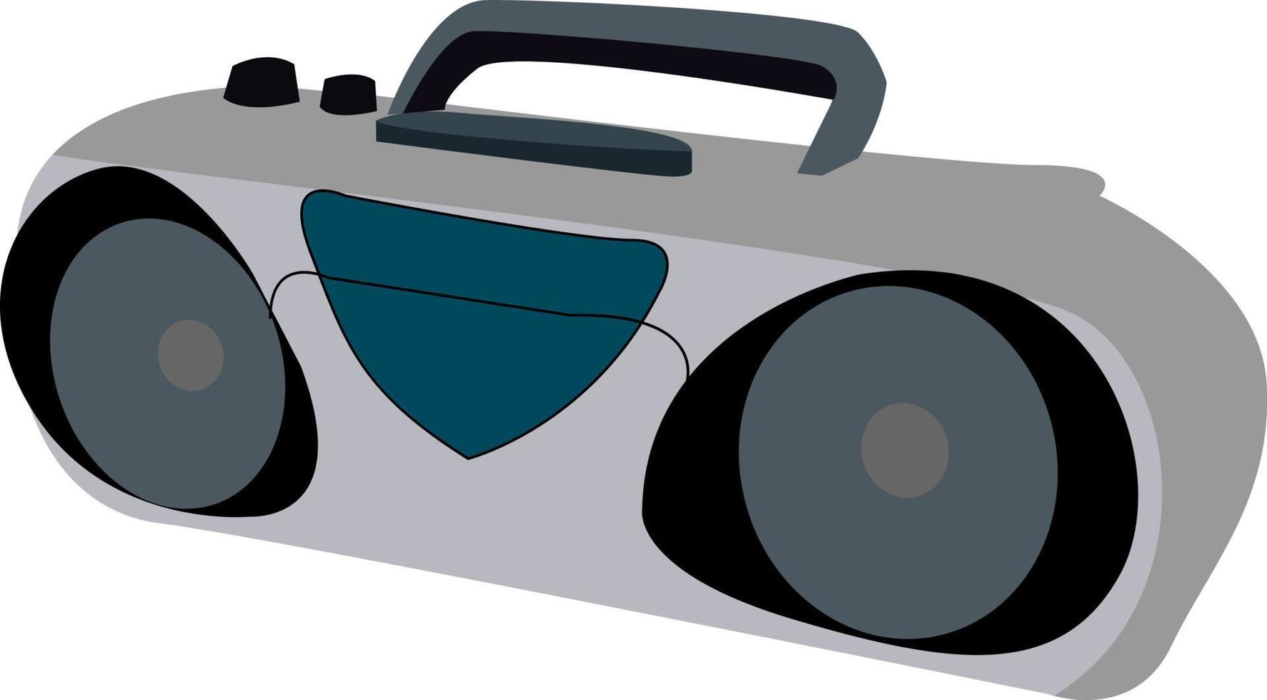 Old tape recorder, illustration, vector on white background.