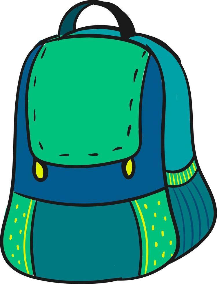 Backpack colorful, illustration, vector on white background