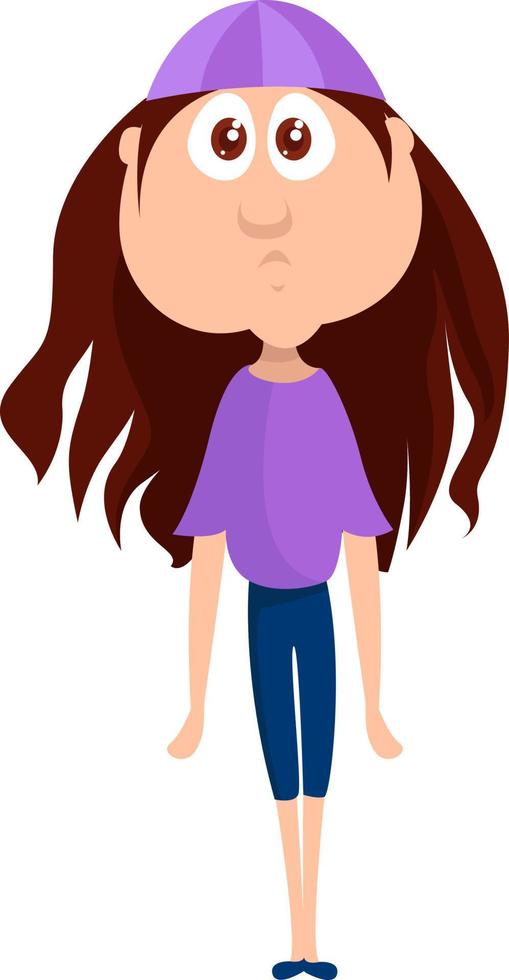 Very sad girl, illustration, vector on white background.