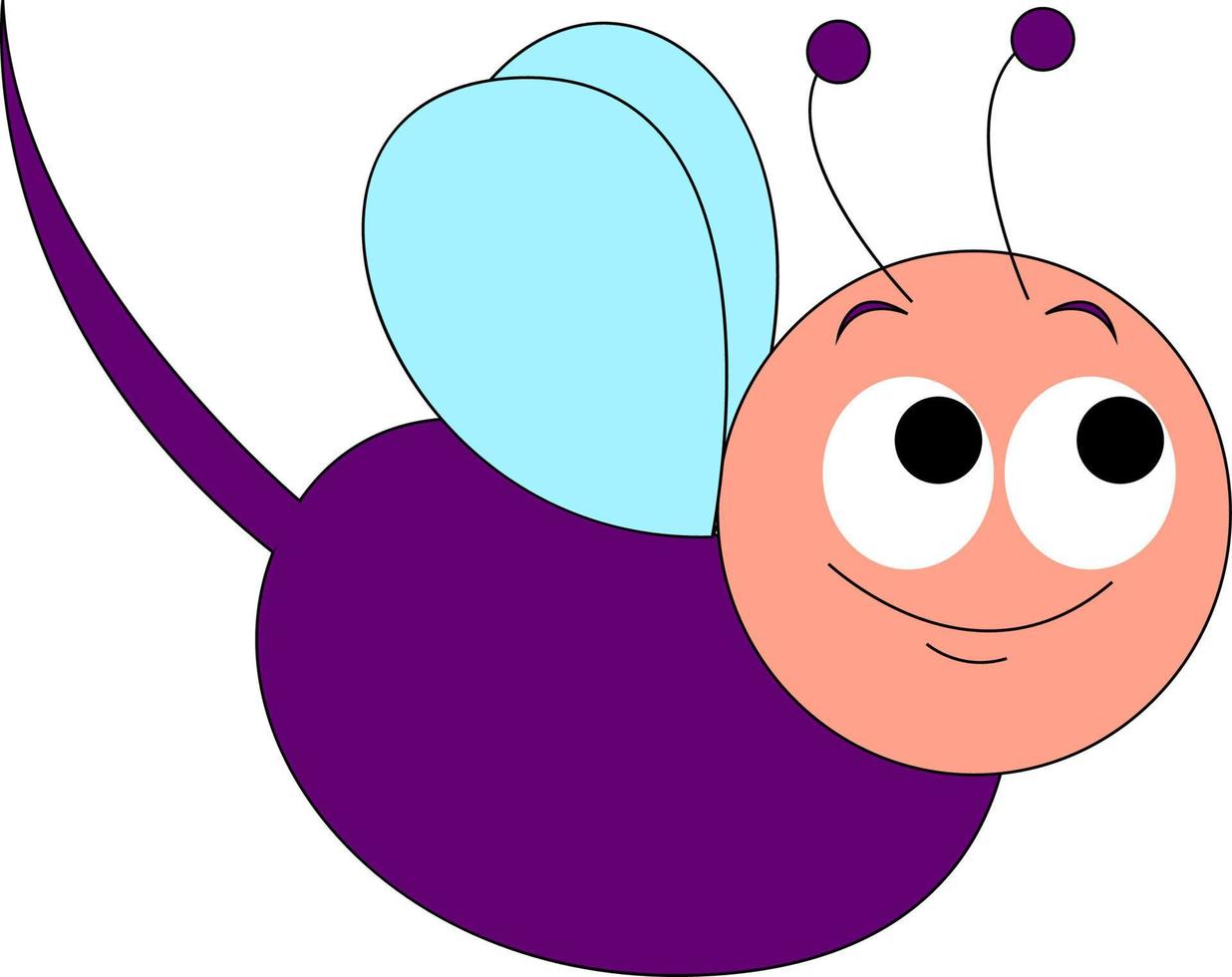 Happy purple mosquito, illustration, vector on white background.