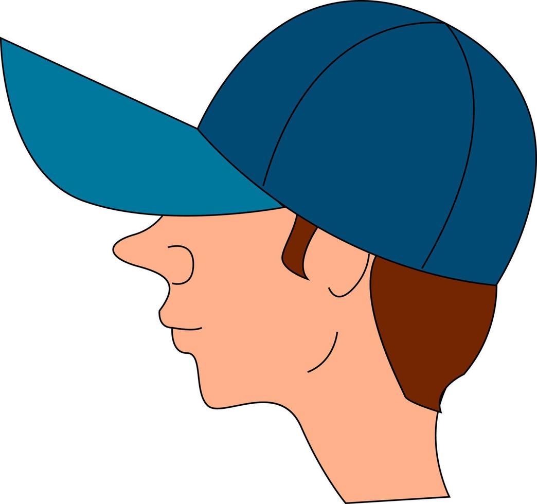 Boy wearing a blue cap, illustration, vector on white background.