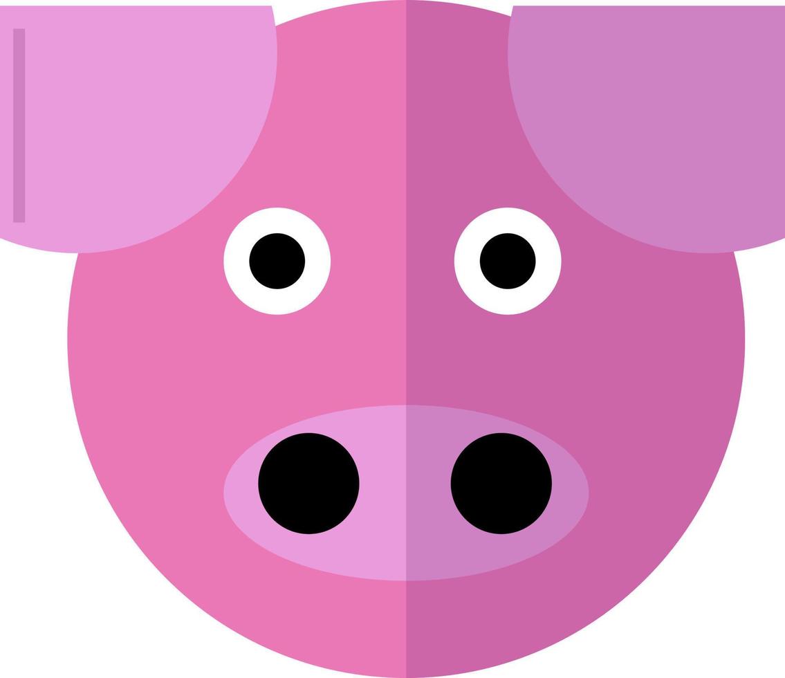 Pink pig, illustration, vector on white background.