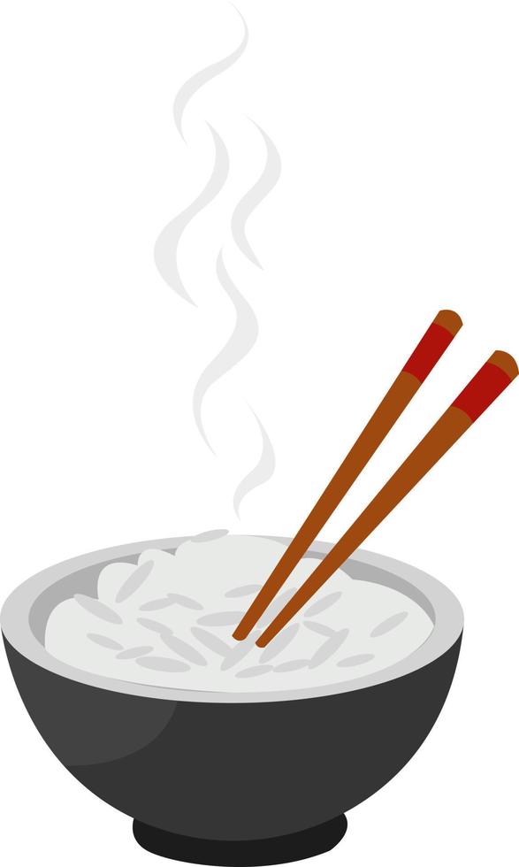 Arroz blanco caliente, ilustración, vector sobre fondo blanco.