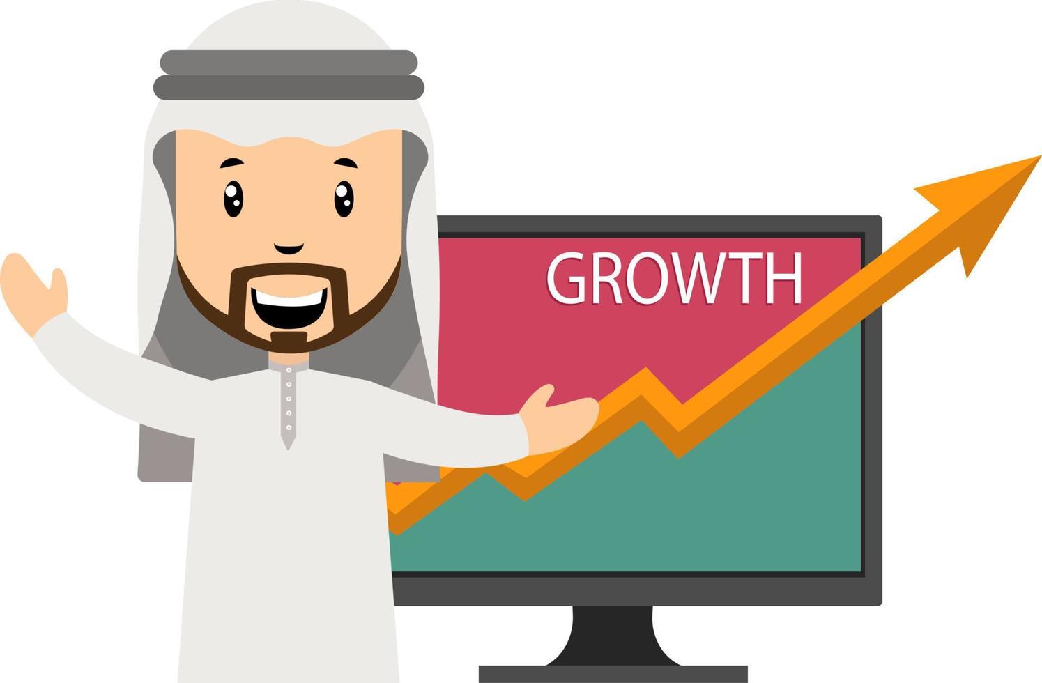 Arab with growth, illustration, vector on white background.