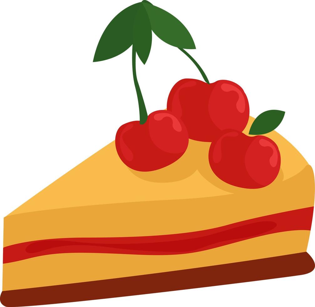 Cherry cake, illustration, vector on white background