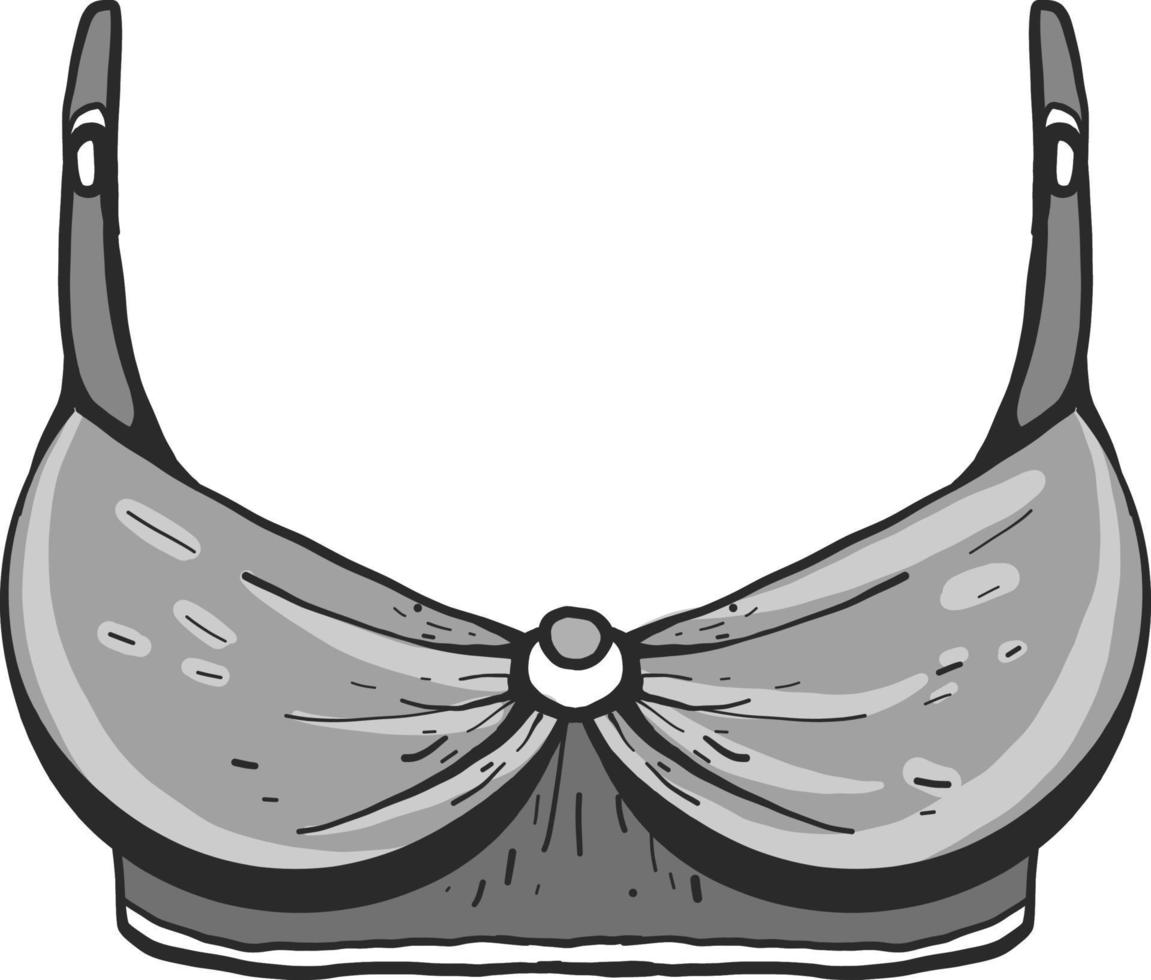 Grey bra, illustration, vector on white background.