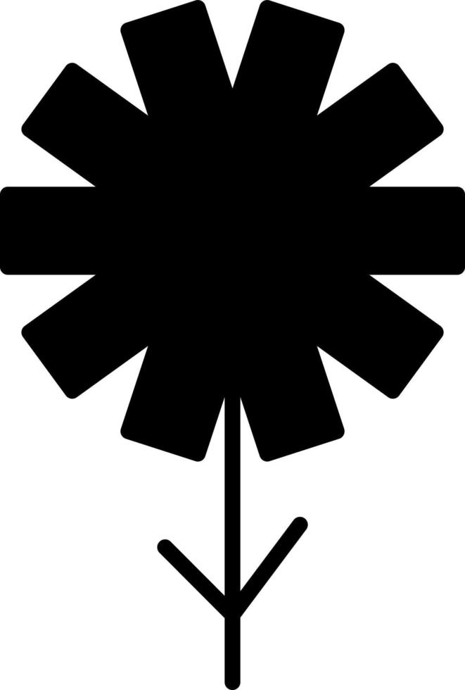 Black flower with ten wide petals, illustration, vector on white background.