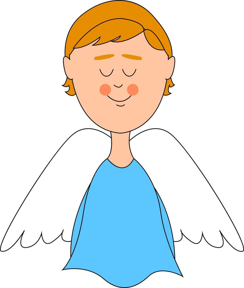 Angel with white wings, illustration, vector on white background.
