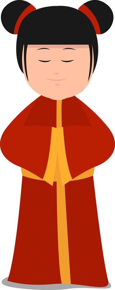 Red kimono, illustration, vector on white background