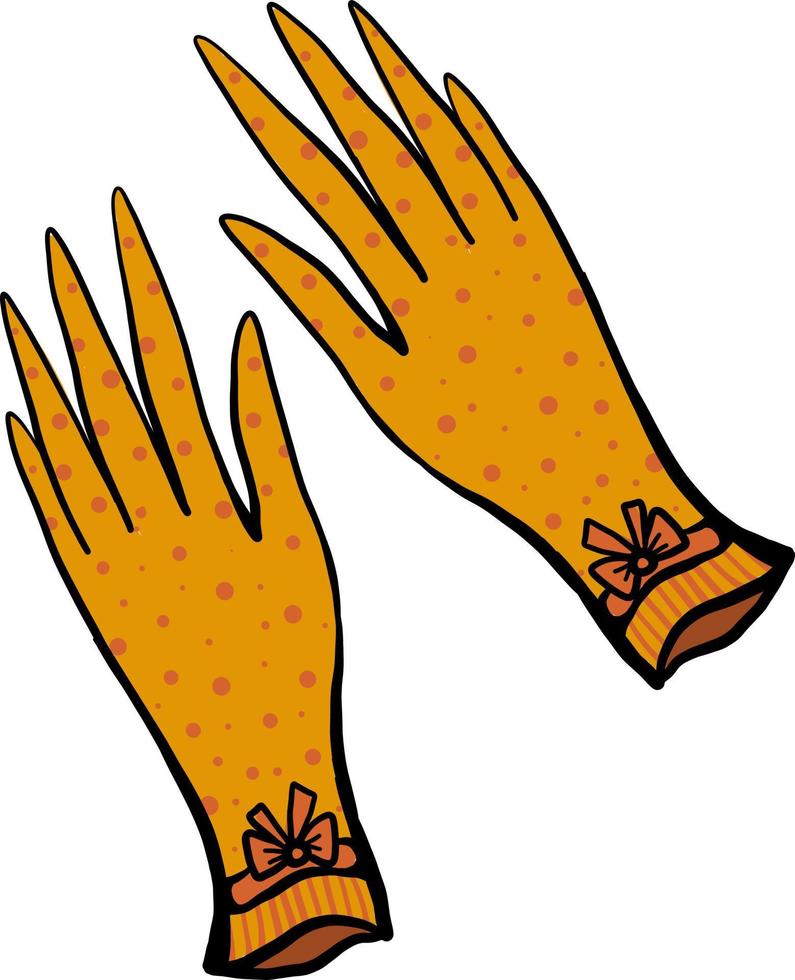 Fancy guantes amarillos, ilustración, vector sobre fondo blanco.