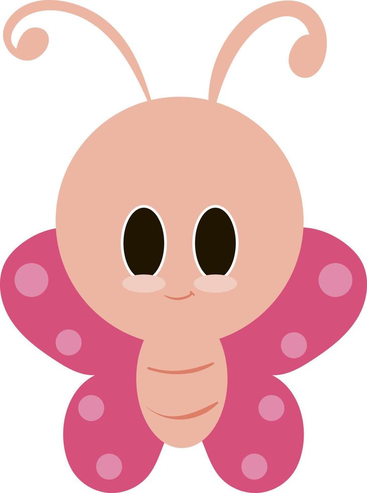 Cute big headed butterfly, illustration, vector on white background.