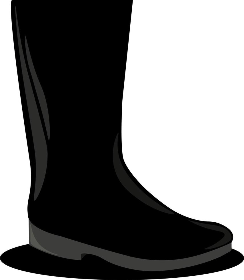 Black big shoe, illustration, vector on white background.