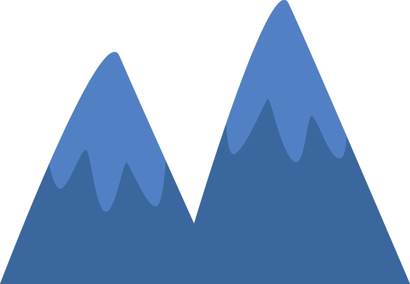 Two blue mountains, icon illustration, vector on white background