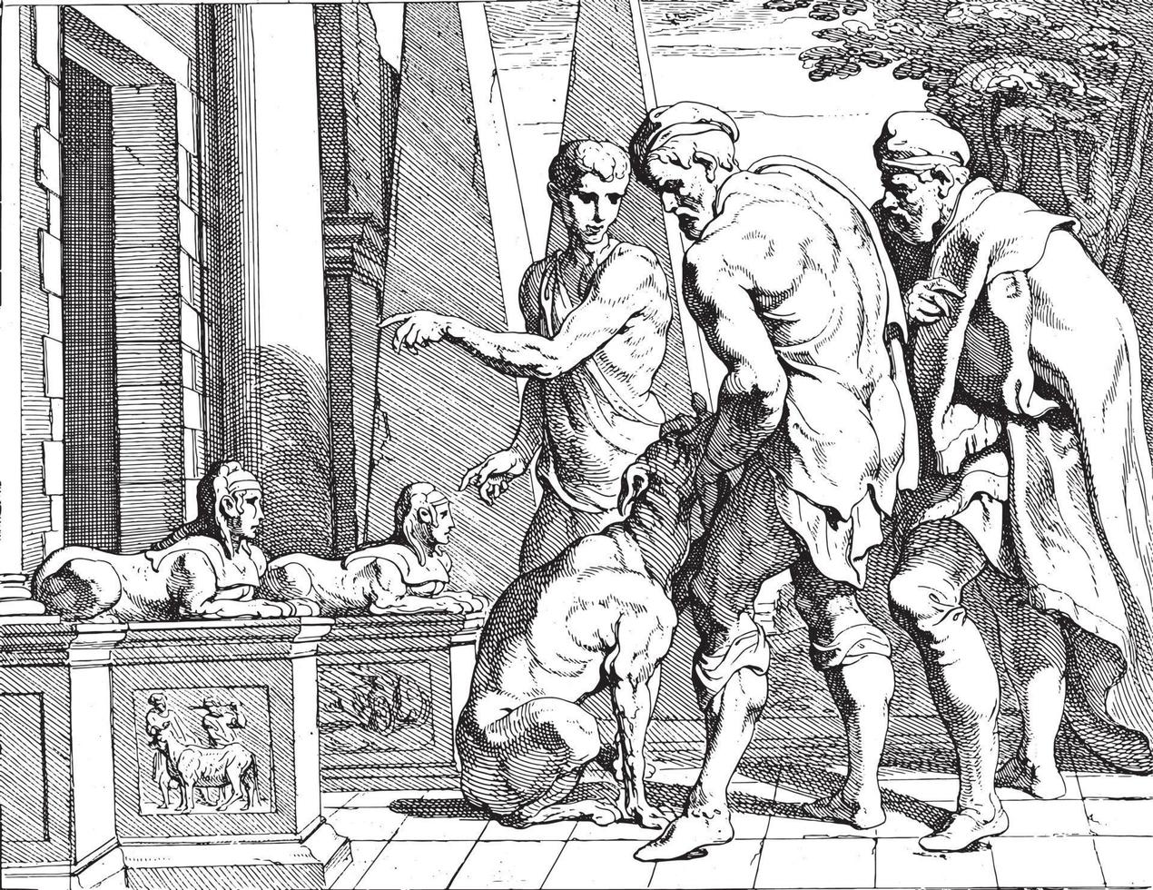 Odysseus recognized by his dog Argus, vintage illustration. 13777628 Vector Art at Vecteezy