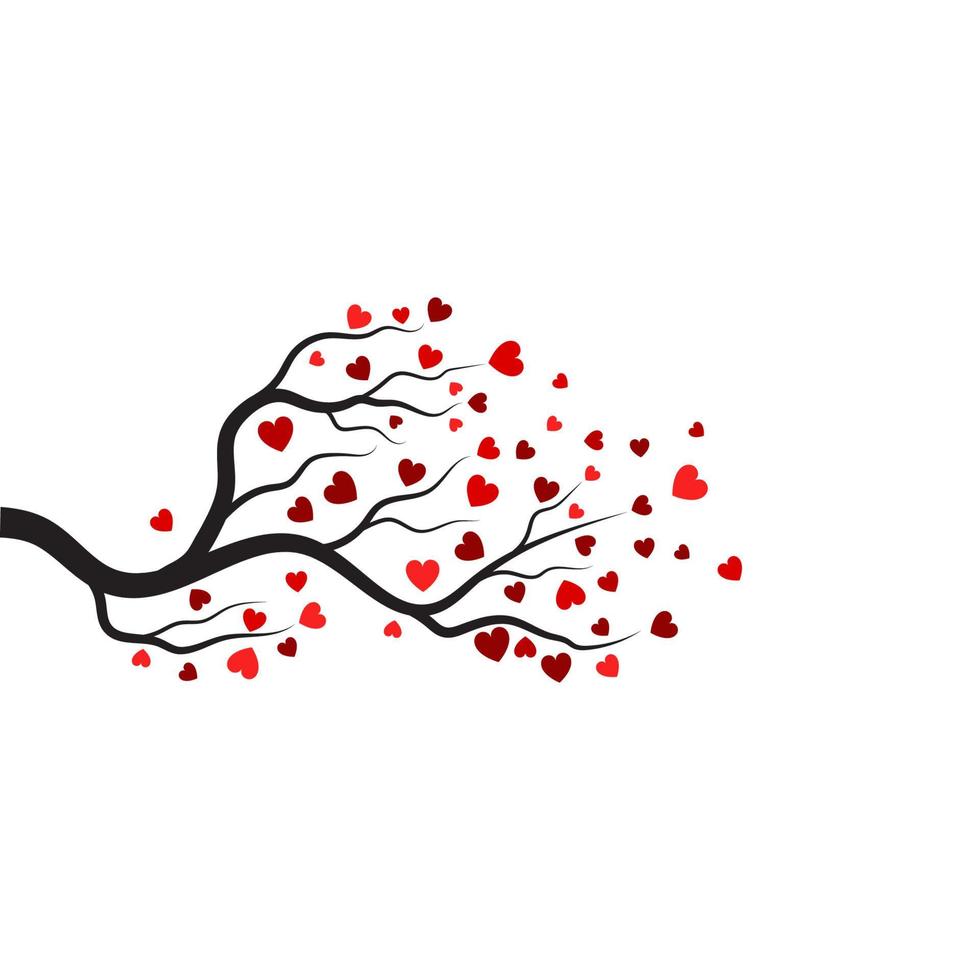 diseño de ilustración de vector de amor de rama de árbol
