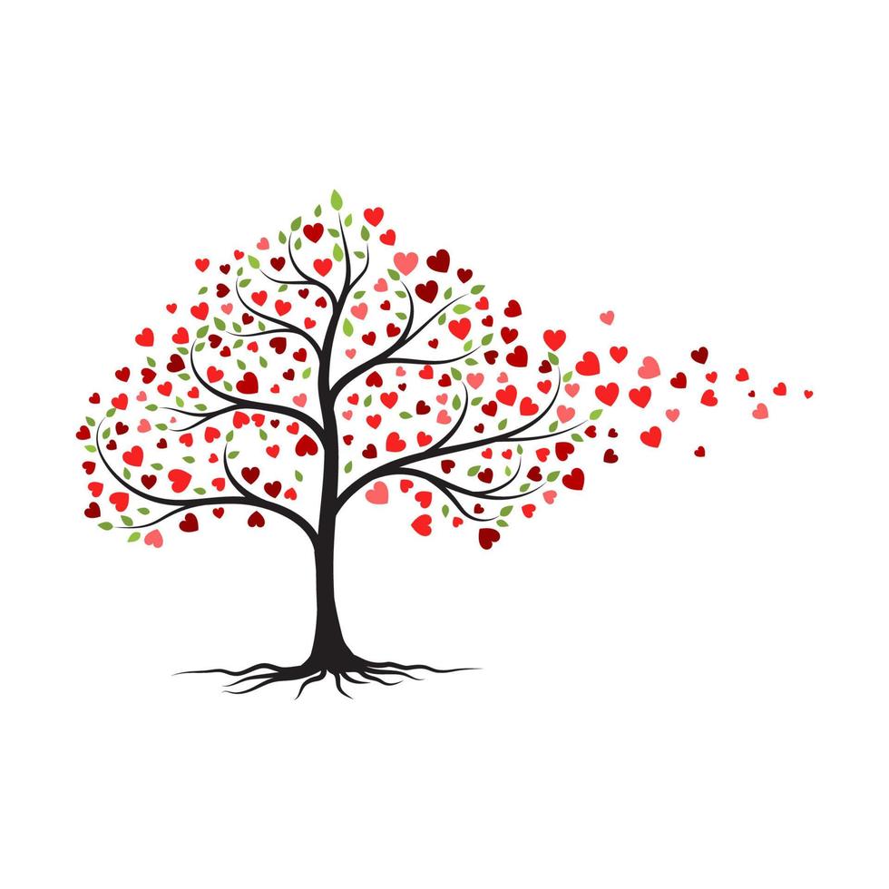 diseño de ilustración de vector de amor de rama de árbol