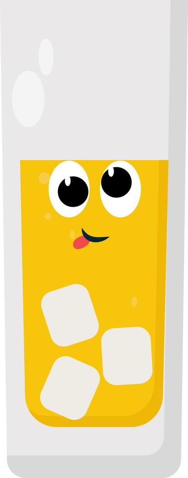 Lemonade with ice, illustration, vector on white background.