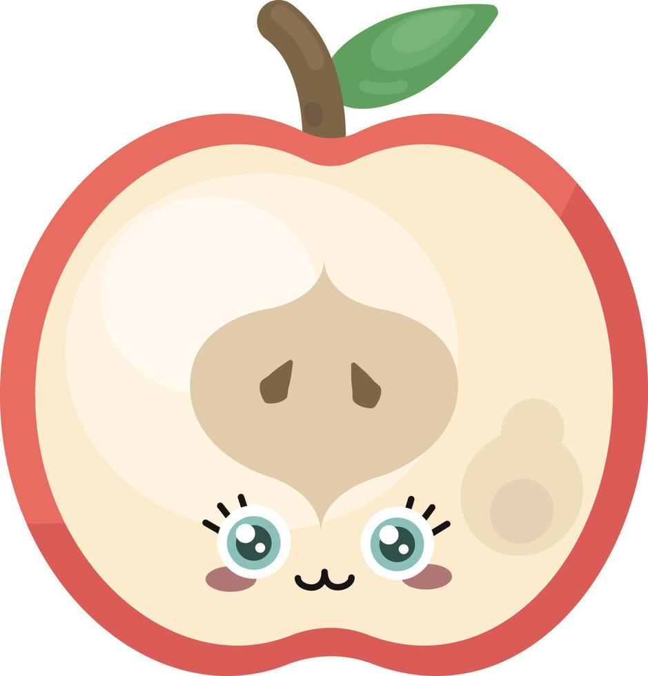 Half red apple , illustration, vector on white background