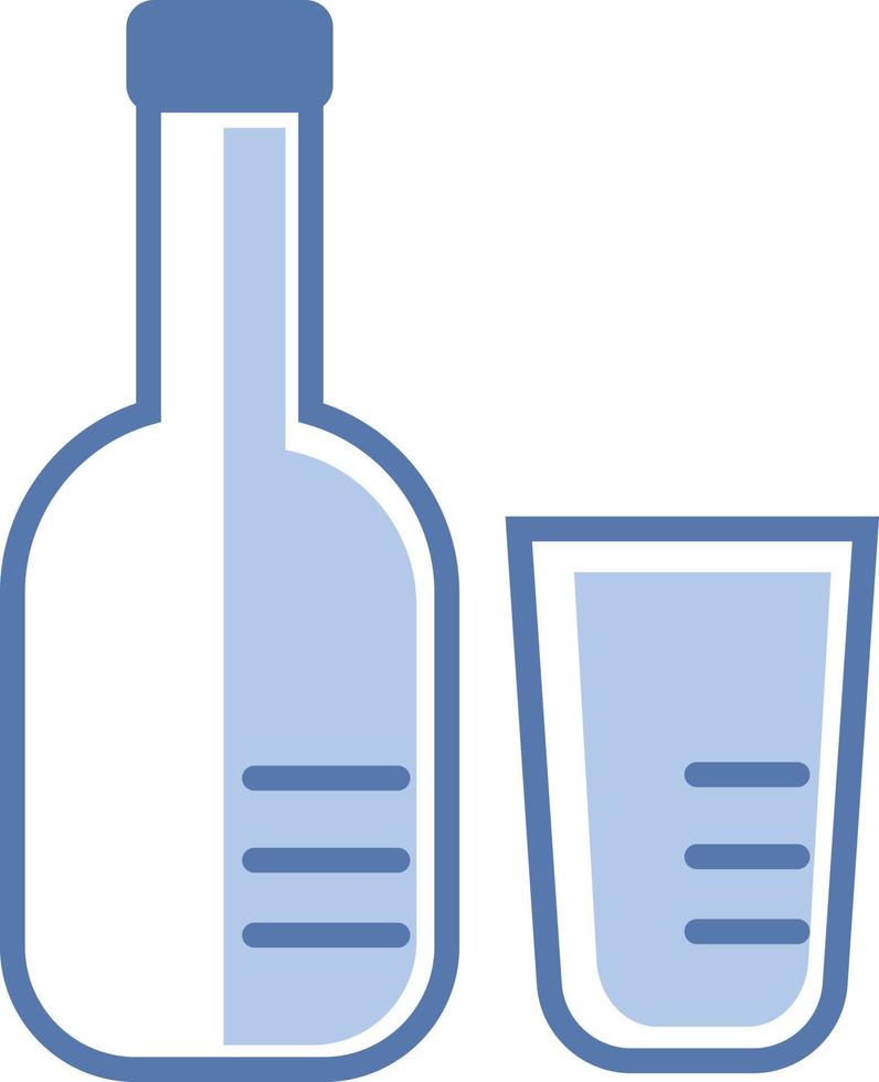 Bottle and glass, illustration, vector on white background.