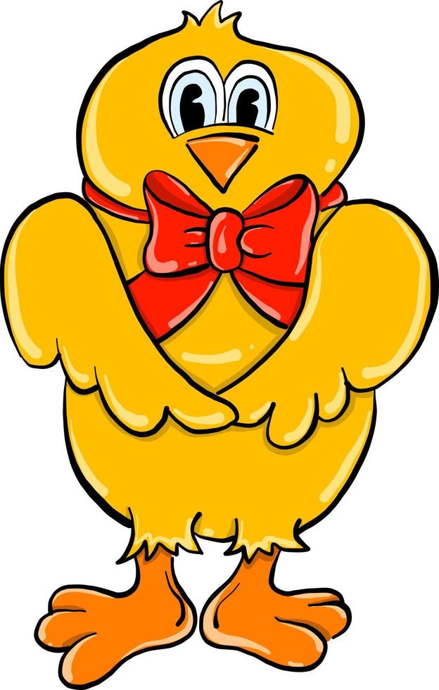 Big yellow chicken, illustration, vector on white background