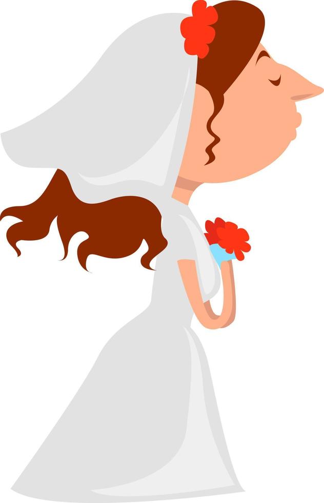 Young bride , illustration, vector on white background