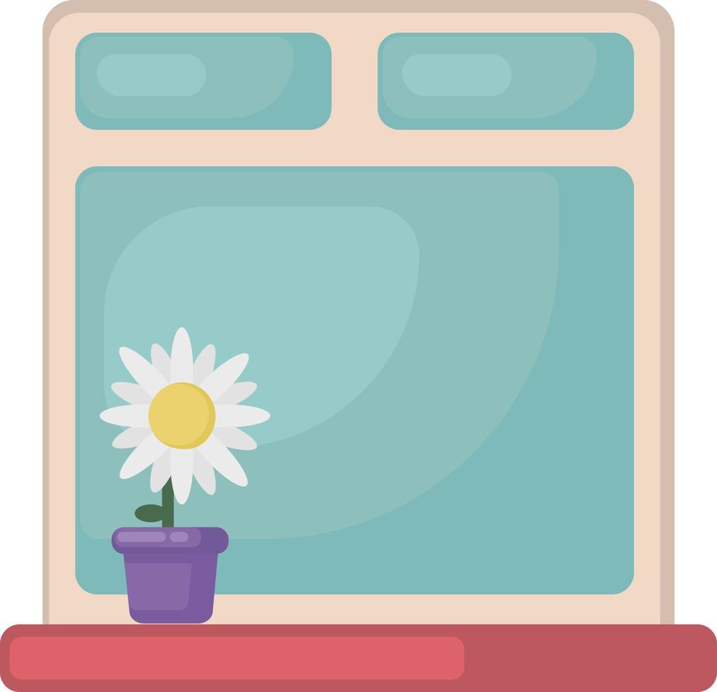 ventana con flor, ilustración, vector sobre fondo blanco