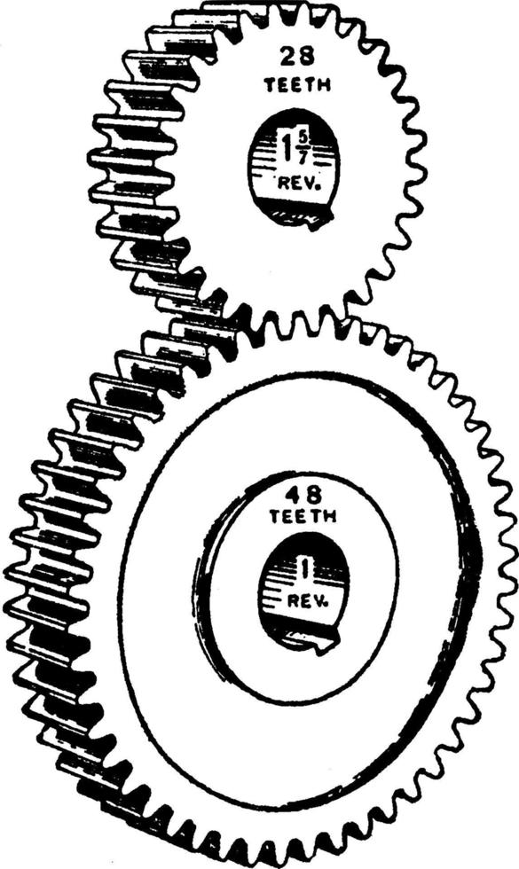 engranaje y piñón, ilustración vintage vector