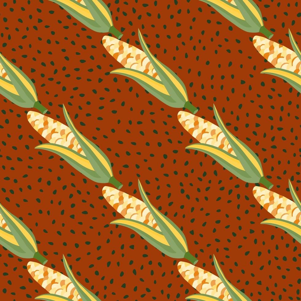 Corn plants seamless pattern. Corn cobs endless wallpaper. vector