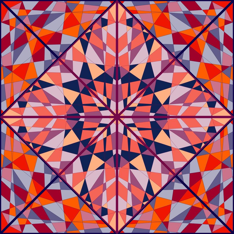 Decorative kaleidoscope mosaic ornament. Abstract shapes seamless pattern. vector