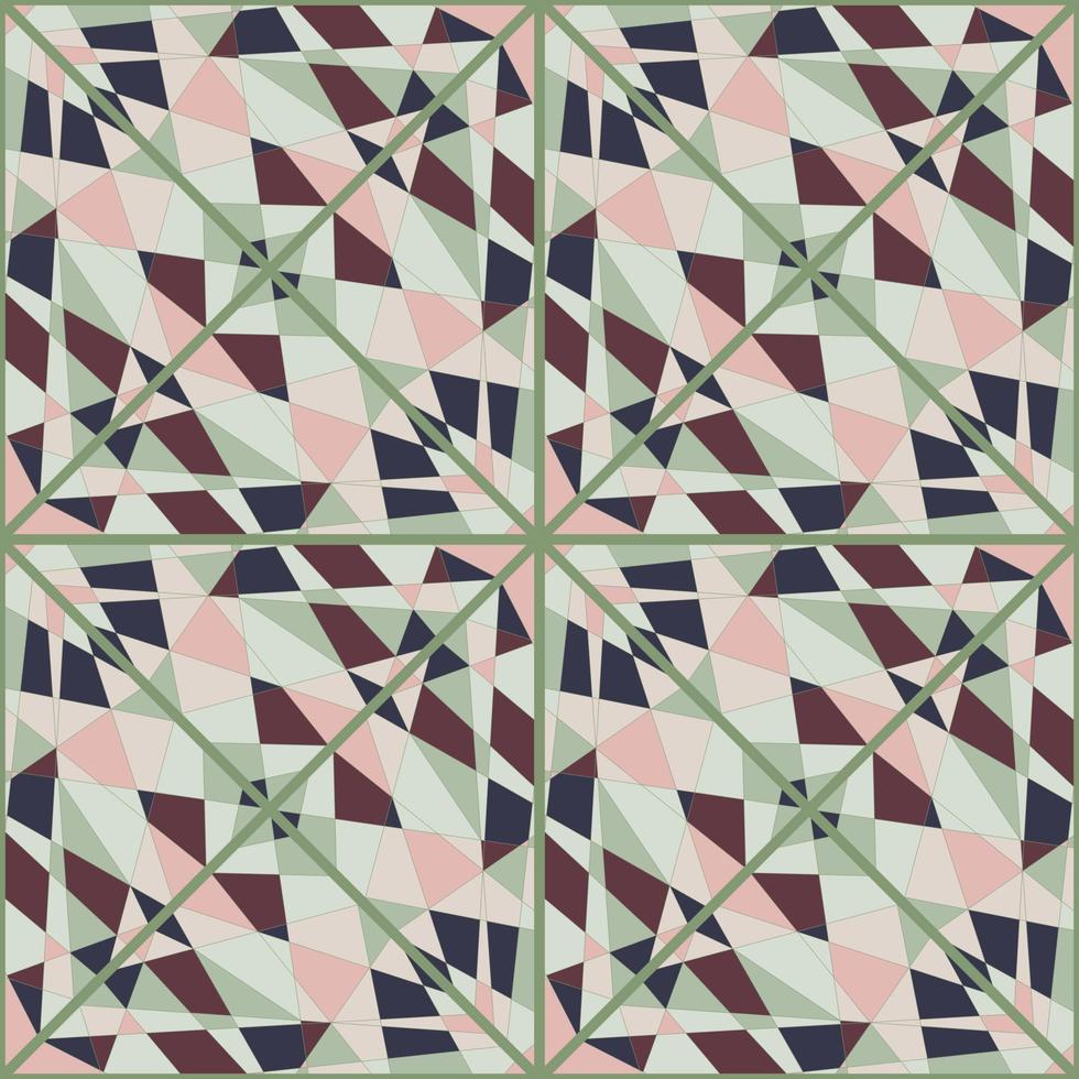 Decorative kaleidoscope mosaic ornament. Abstract shapes seamless pattern. vector