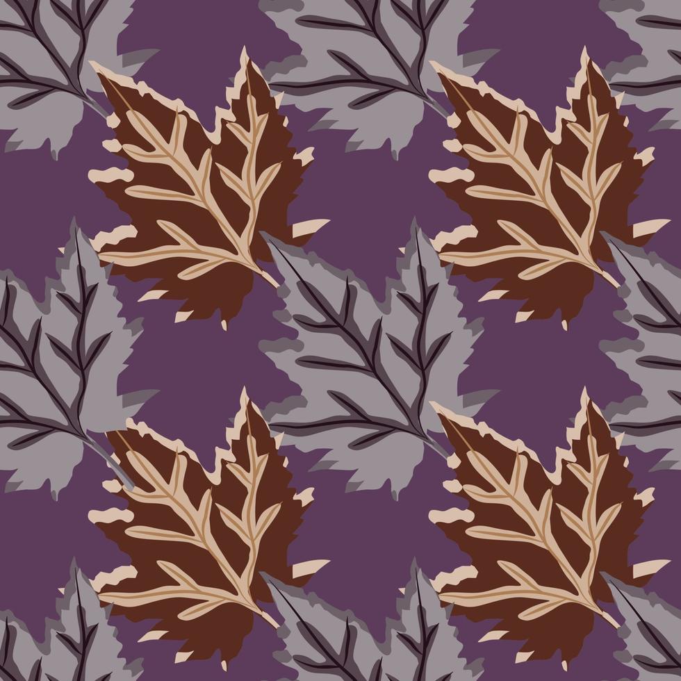 Abstract oak leaves seamless pattern. Maple foliage backdrop. vector